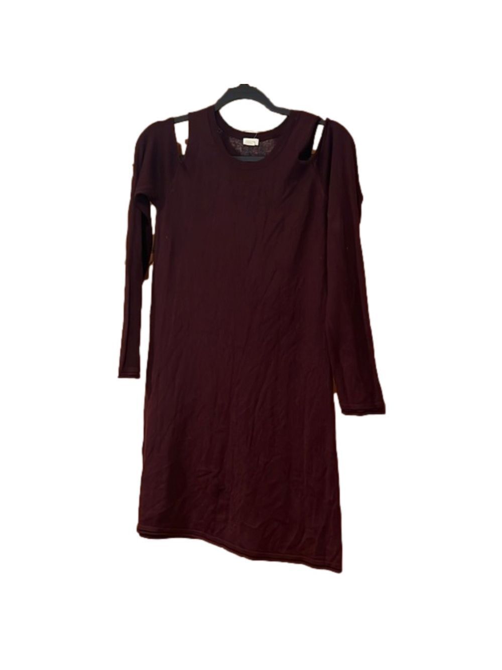 Garage Burgundy Cold Shoulder Knit Dress